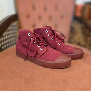 Women's Maroon Canvas High-Top Sneakers